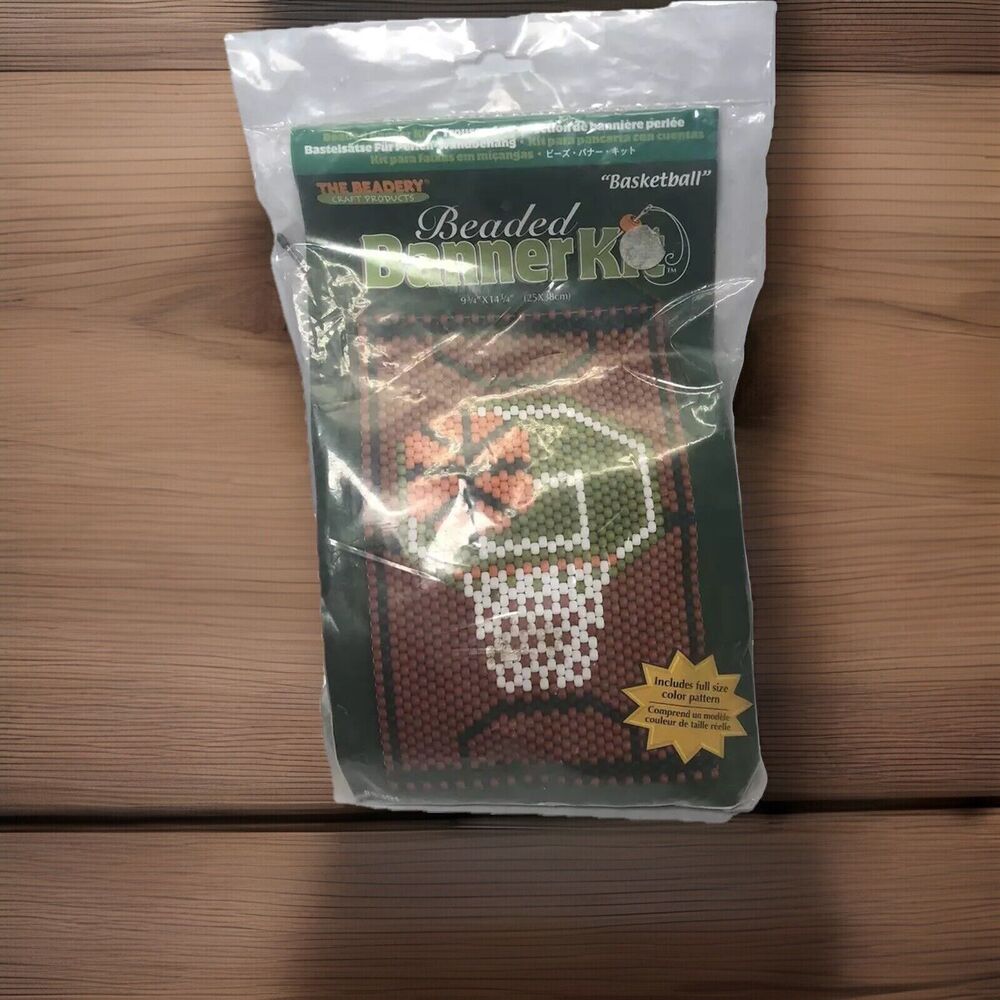 The Beadery Basketball Beaded Banner Kit 5391 Sports Wall Hanging Craft Sealed